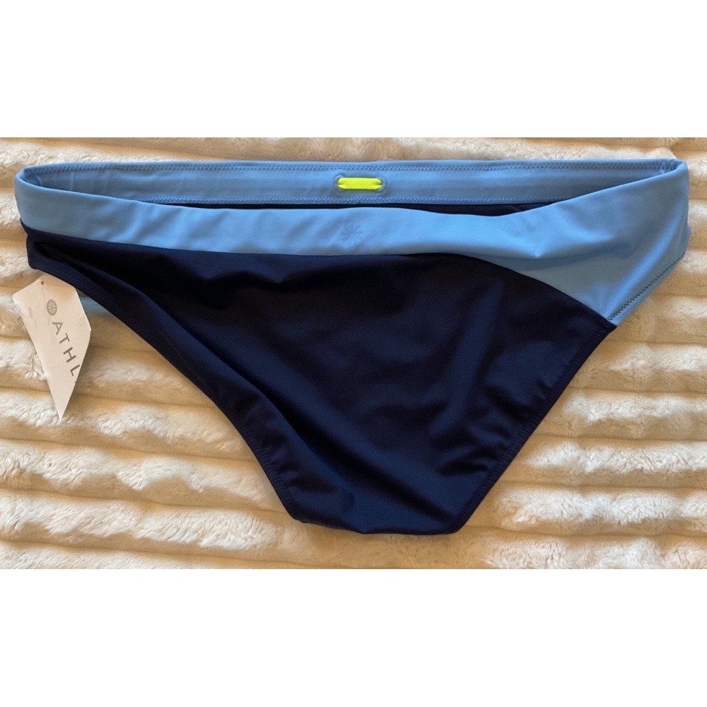 Athleta Freestyle Colorblock Medium Bikini Bottom Navy Light Blue Large NEW - Picture 5 of 5